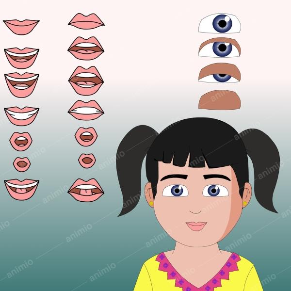 2d animated girl for adobe animate cc