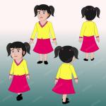 2d animated girl for adobe animate cc