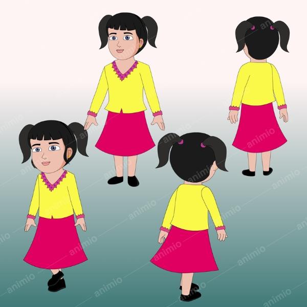 2d animated girl for adobe animate cc