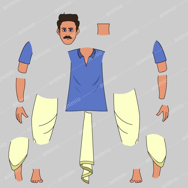 Village Man Character for Adobe Animate CC