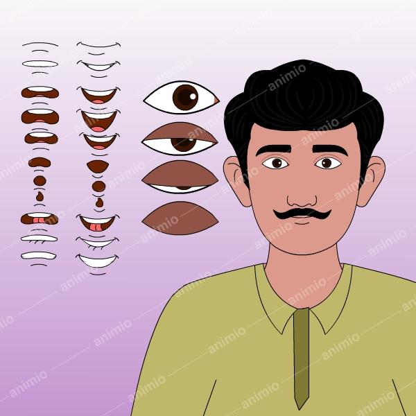 2d Village Man Character for Adobe Animate CC