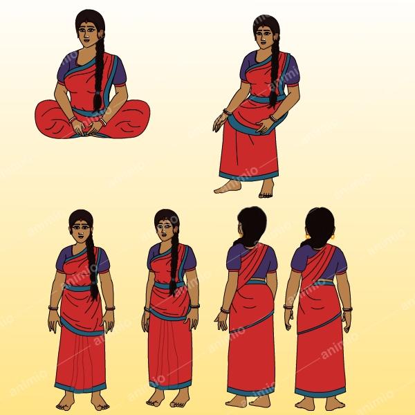 2d animated Village Woman