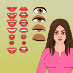 2D vector cartoon woman