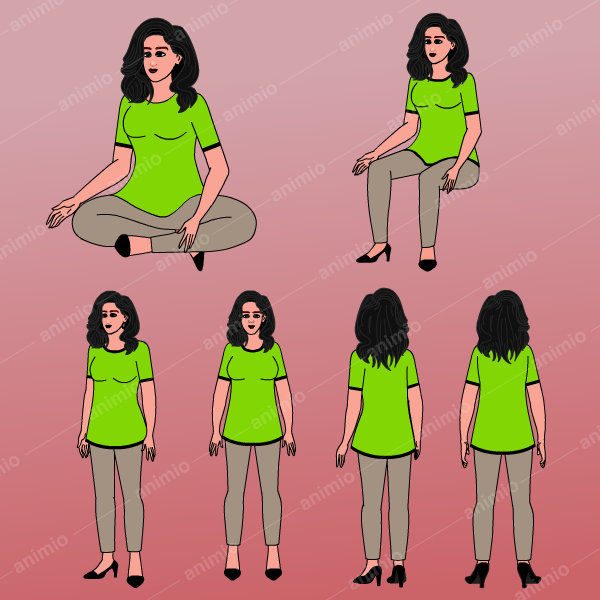 2D female cartoon Character